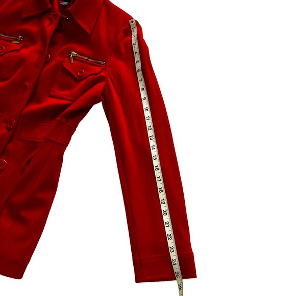Red Stylish INC Coat with gold details Size Large. - Picture 12 of 15